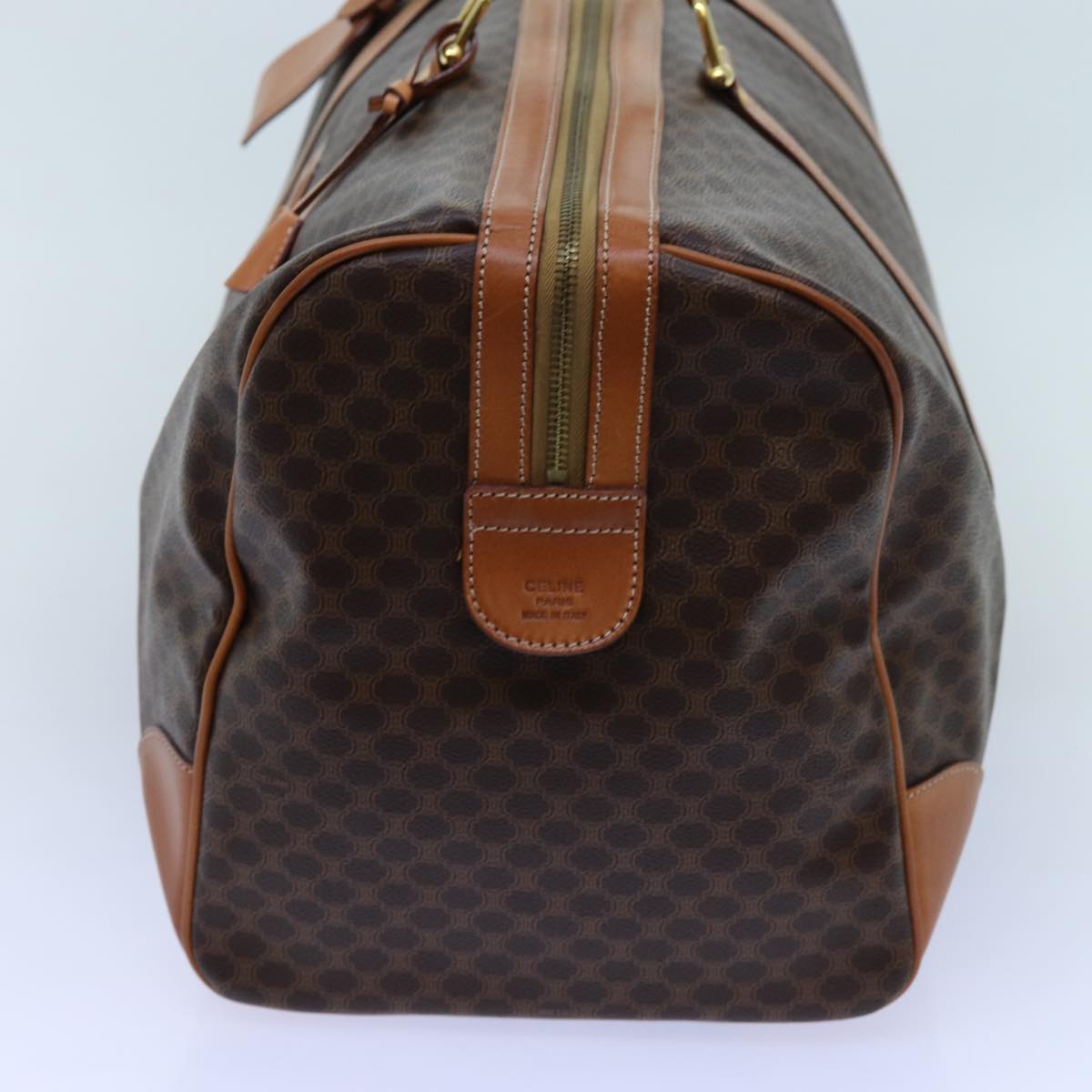 Luxury CELINE Macadam Canvas Boston Bag PVC Brown  72518
