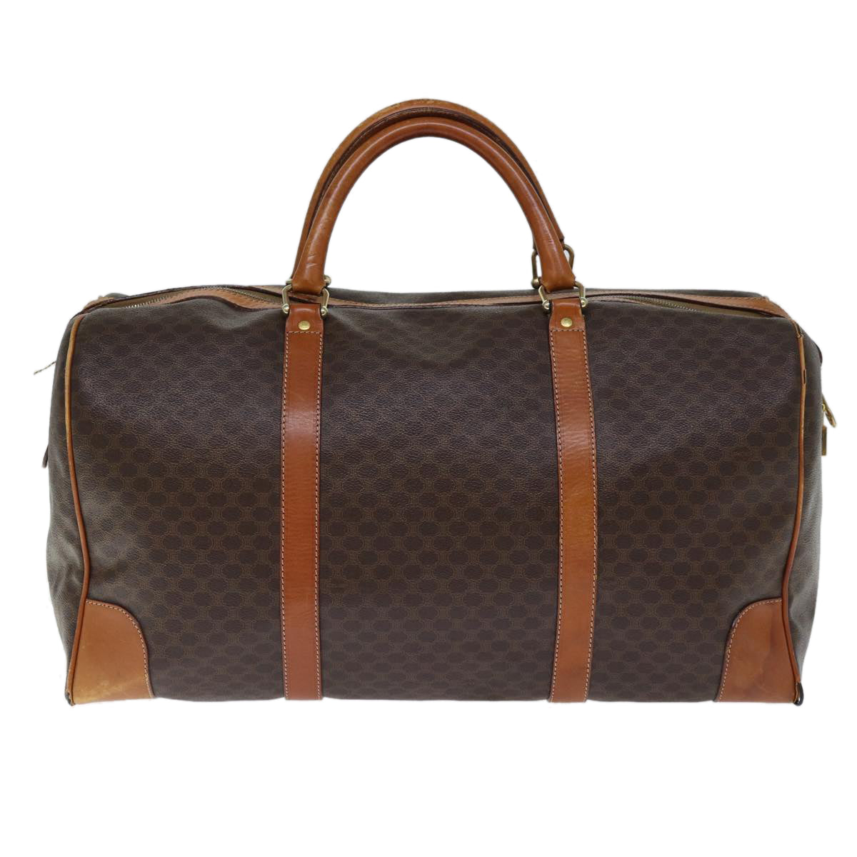 Luxury CELINE Macadam Canvas Boston Bag PVC Brown  72705