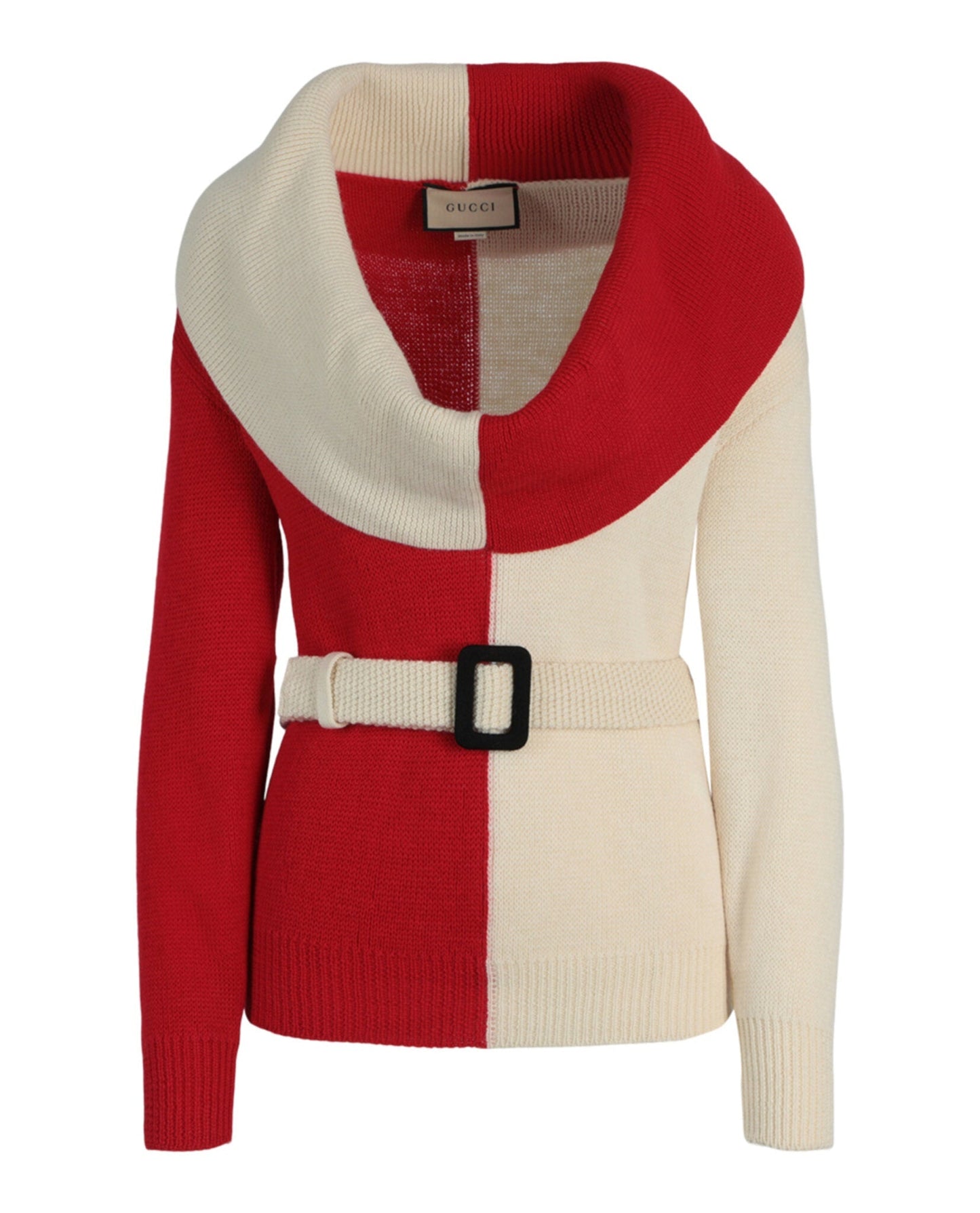 Gucci Womens Chunky Wool Belted Sweater