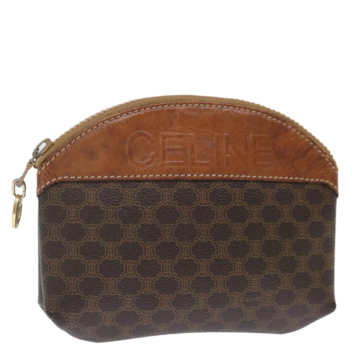Luxury CELINE Macadam Canvas Pouch PVC Brown  72741
