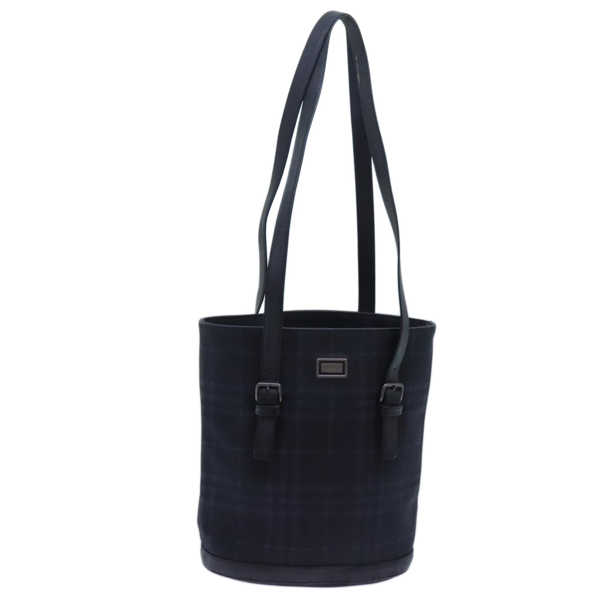 Luxury Burberry Nova Check Shoulder Bag Canvas Navy Auth 72748