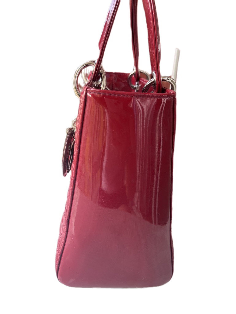 Lady Dior Medium Bag Red Patent Leather SKU 0194