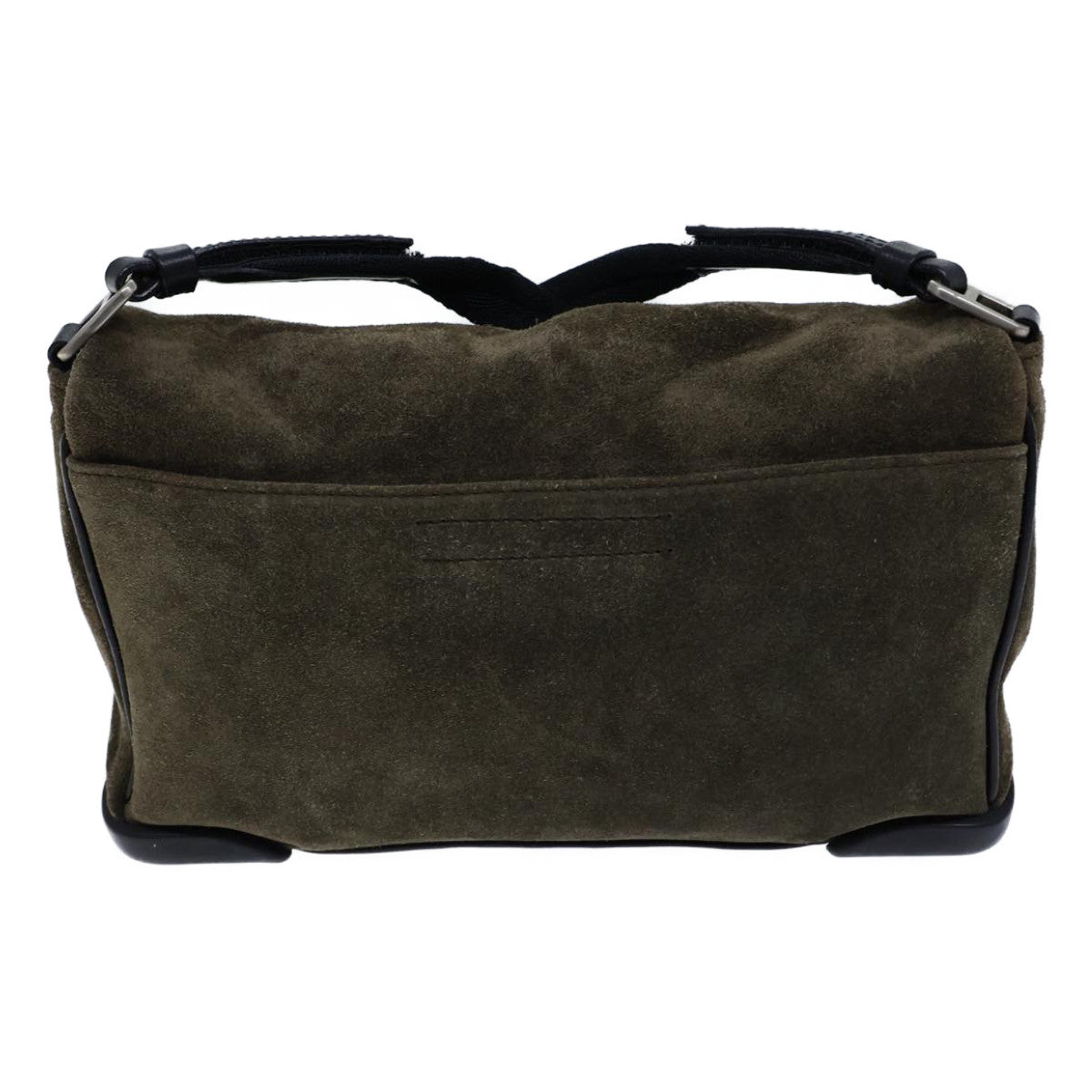 PRADA Shoulder Bag Suede Khaki Auth 72953