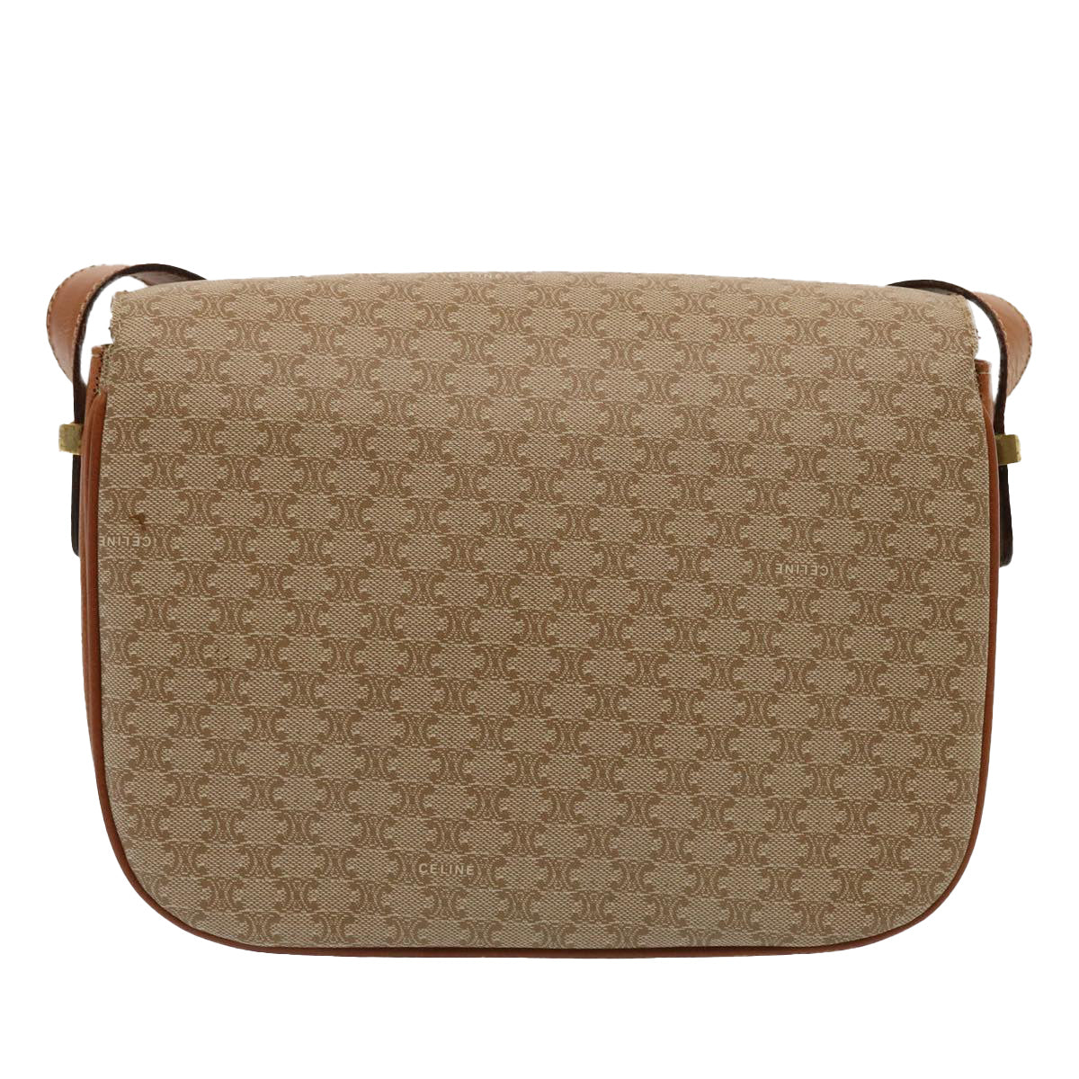 Luxury CELINE Macadam Canvas Shoulder Bag Beige  73027