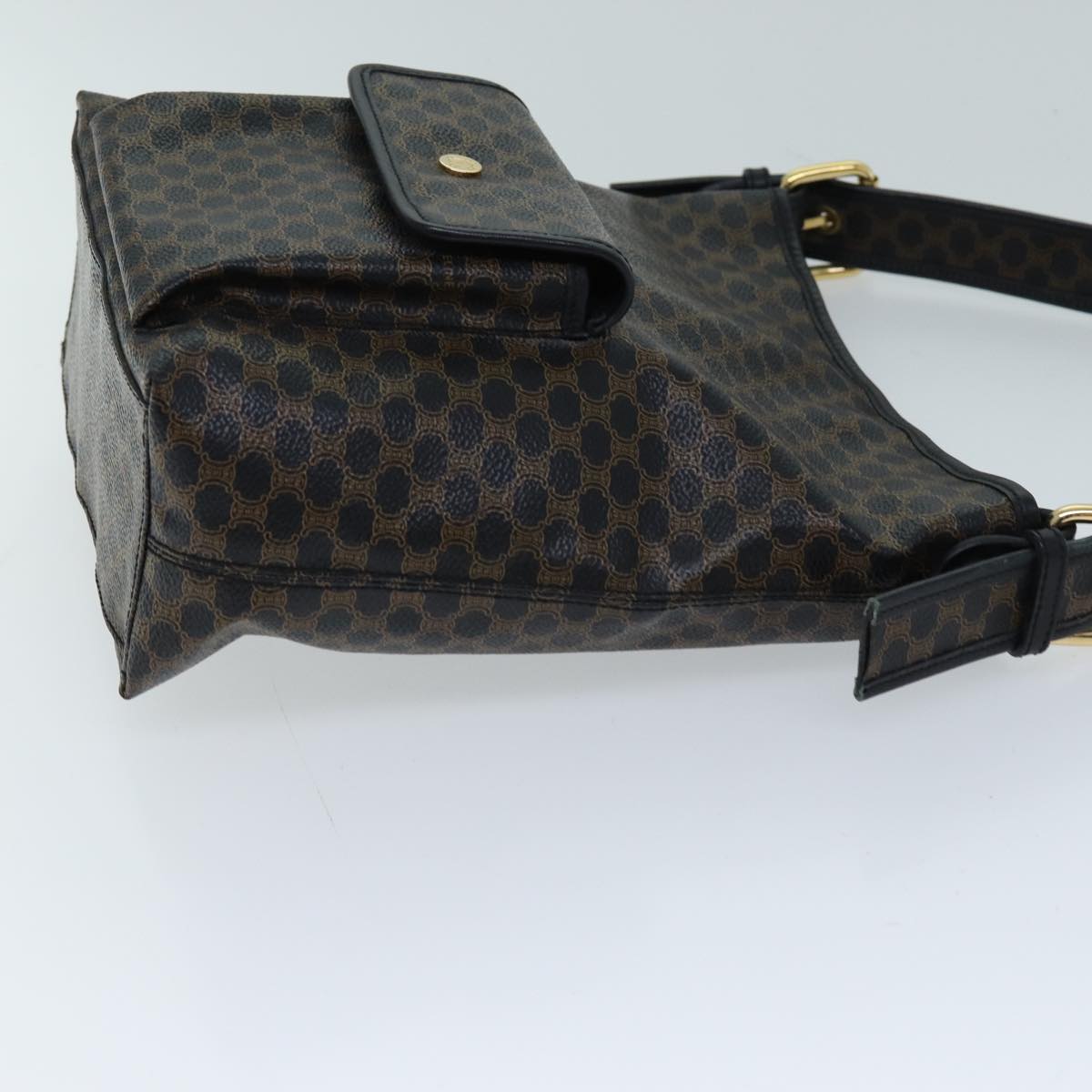 Luxury CELINE Macadam Canvas Shoulder Bag PVC Black  73131