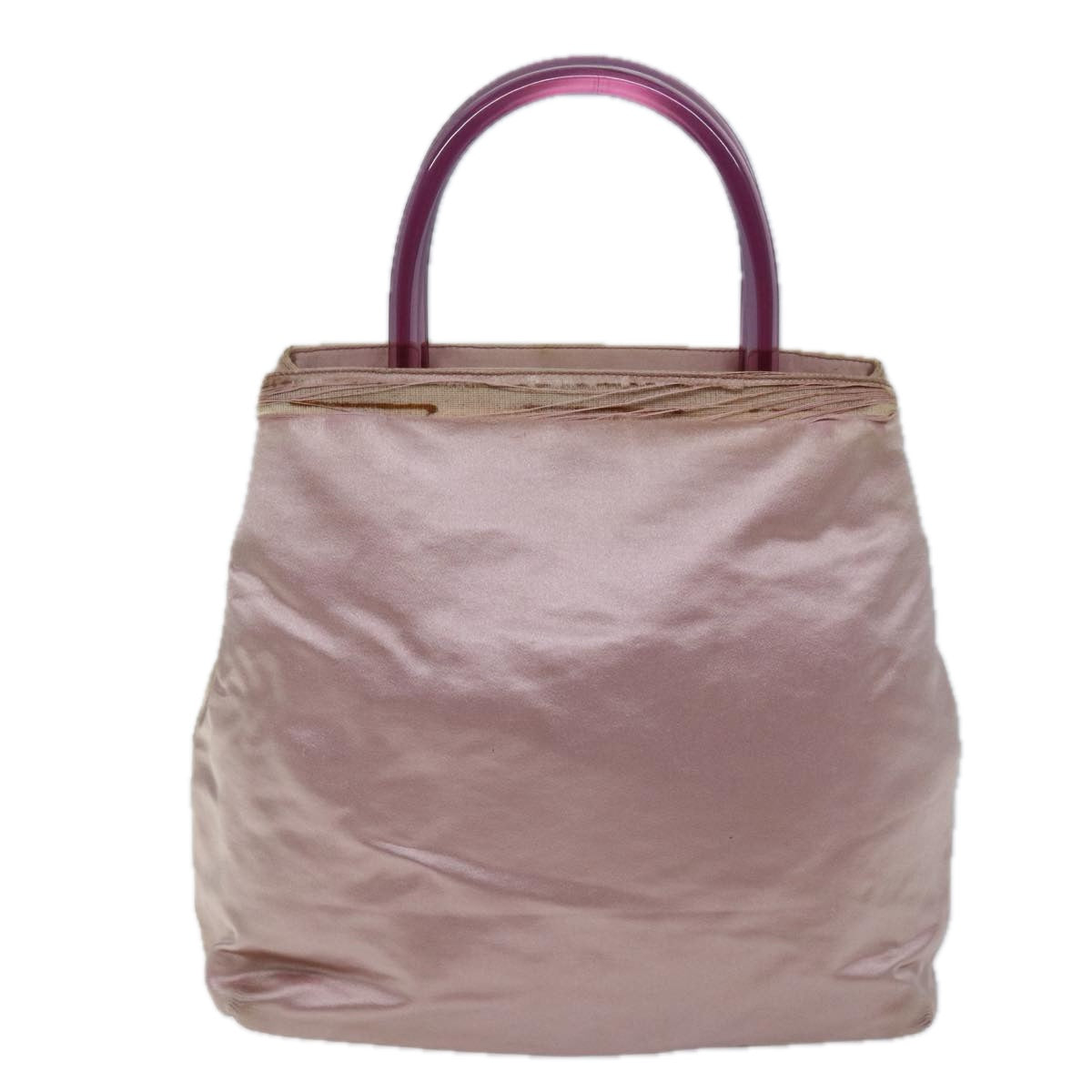 PRADA Hand Bag Satin Pink Auth 73154