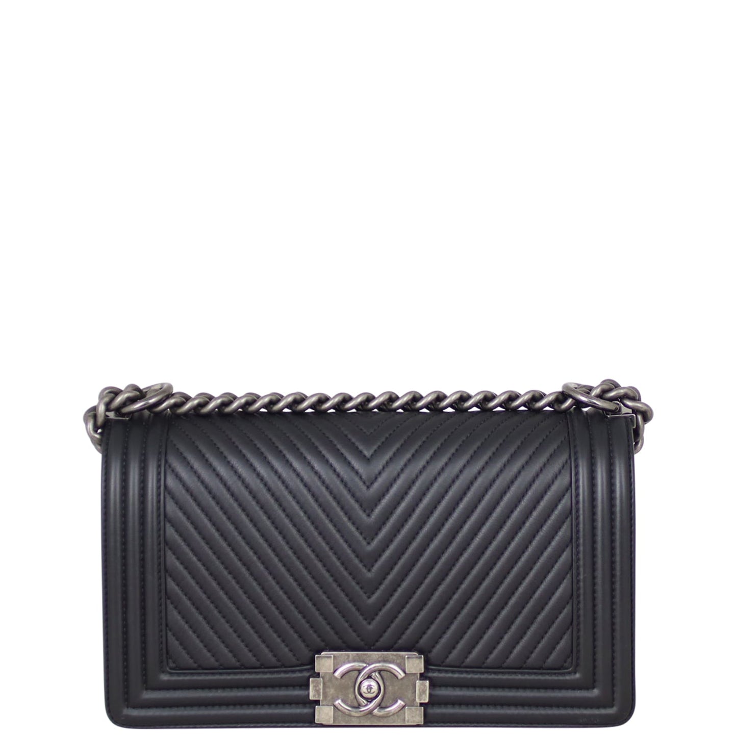 Chanel Boy Old Medium | Black Chevron