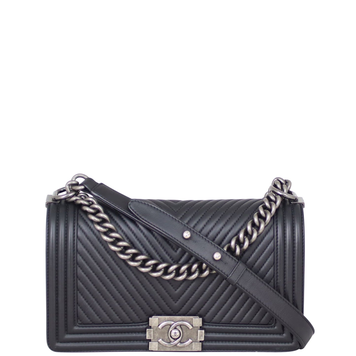 Chanel Boy Old Medium | Black Chevron