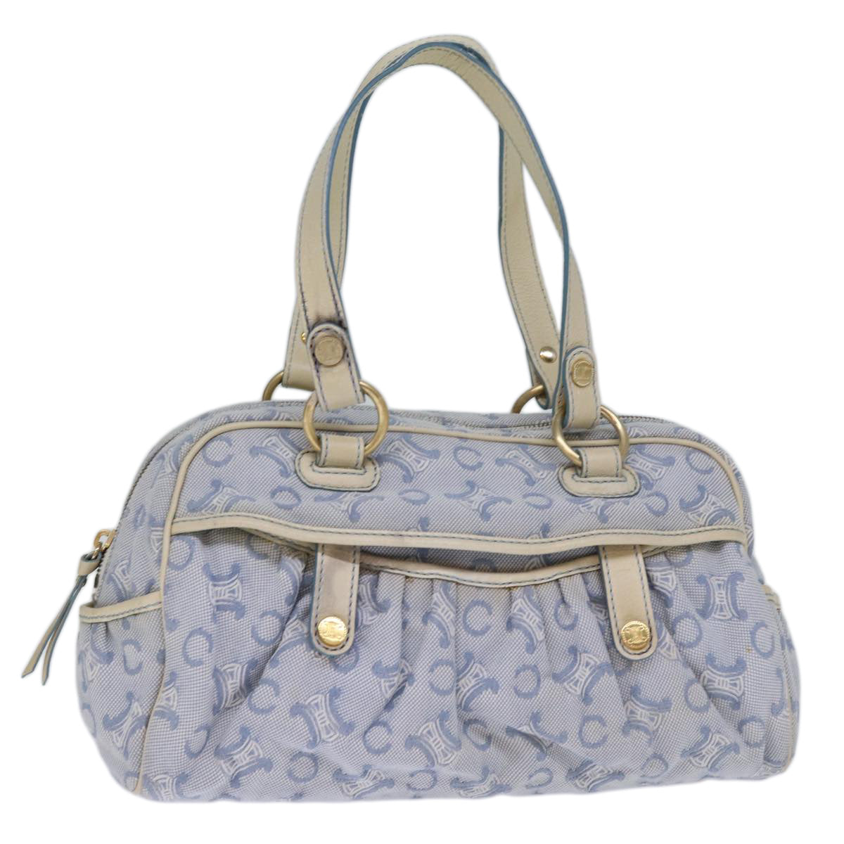 Luxury CELINE C Macadam Canvas Hand Bag Light Blue  73242