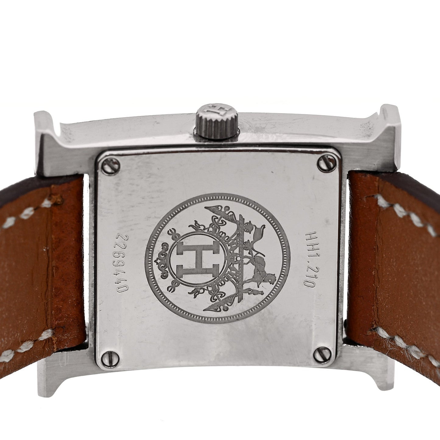 Hermes Stainless Steel Epsom 21mm Heure H Hour Quartz Watch Gold