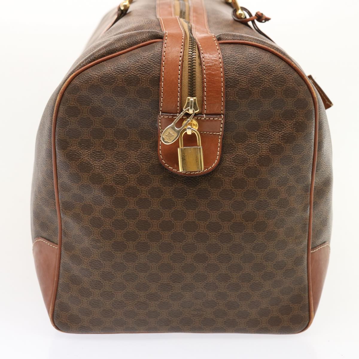 Luxury CELINE Macadam Canvas Boston Bag PVC Brown  73343