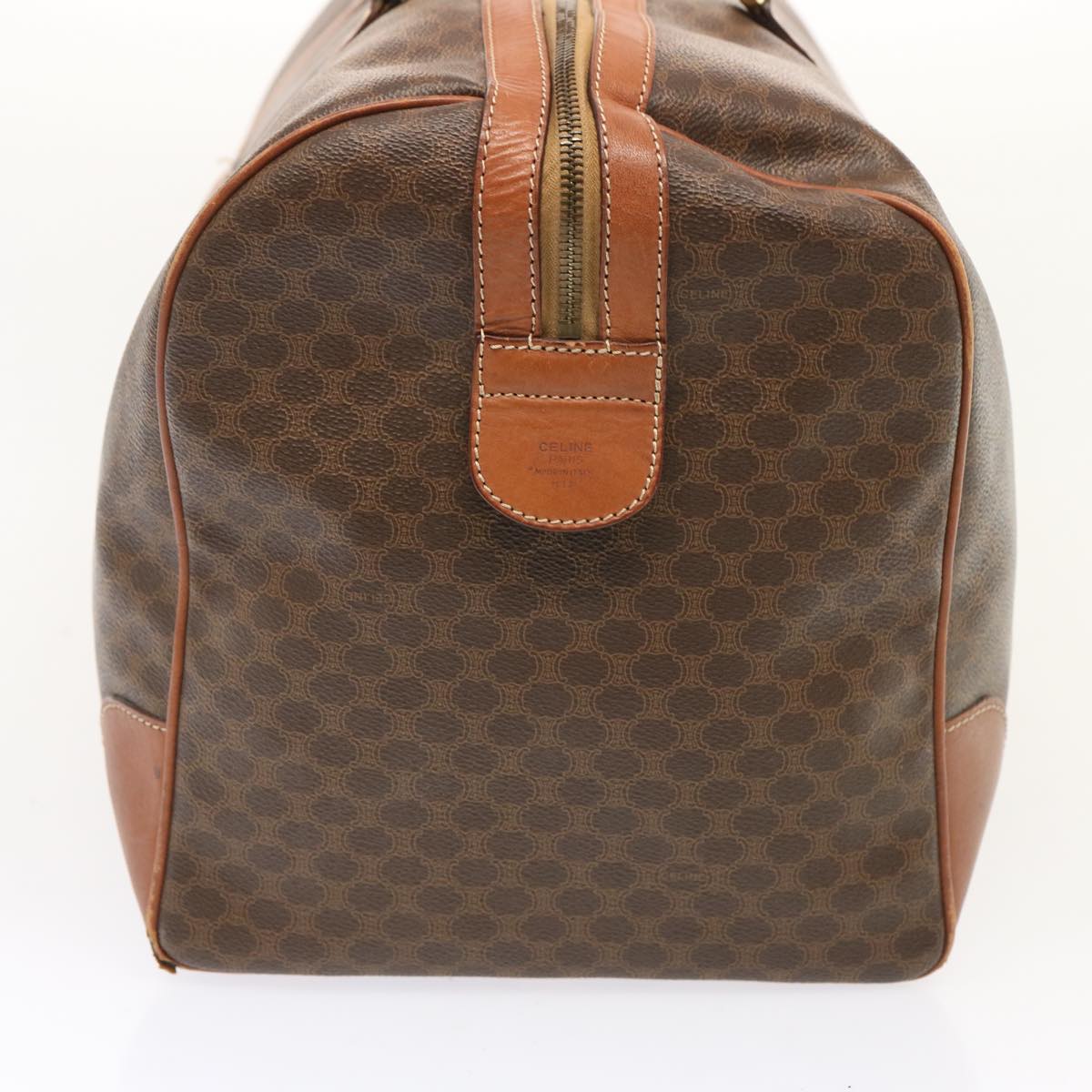 Luxury CELINE Macadam Canvas Boston Bag PVC Brown  73343