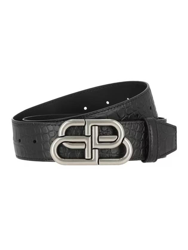 Luxury Balenciaga Trending 2026 BB Logo Buckle Belt Black