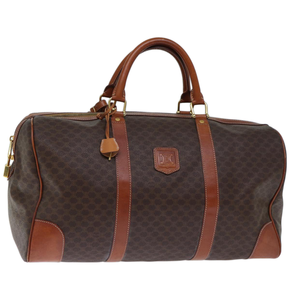 Luxury CELINE Macadam Canvas Boston Bag PVC Brown  73452