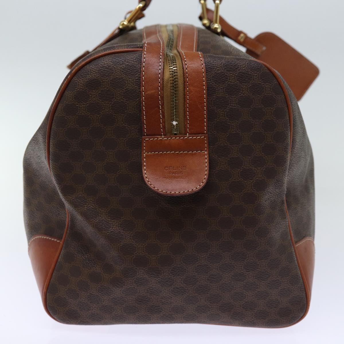 Luxury CELINE Macadam Canvas Boston Bag PVC Brown  73452