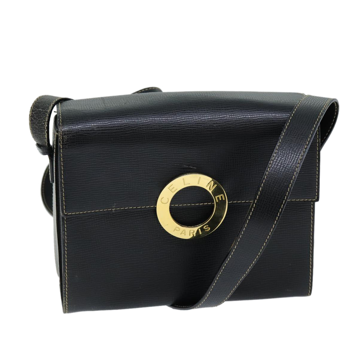 Luxury CELINE Shoulder Bag Leather Black  73484