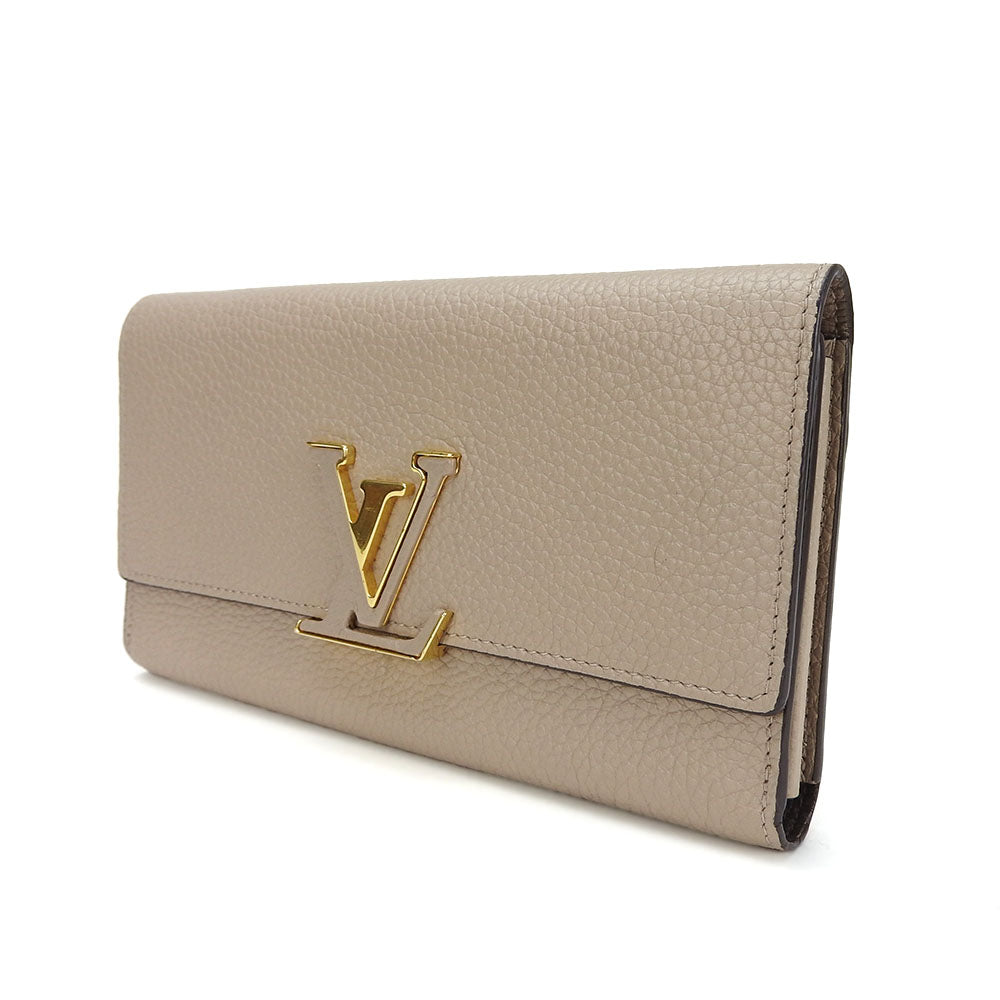 LOUIS VUITTON Long Wallet Purse M61249 leather beige Portefeuille Capsine