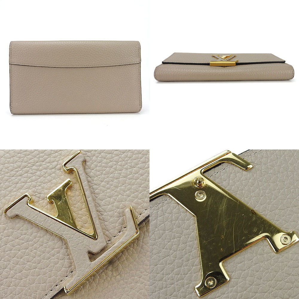 LOUIS VUITTON Long Wallet Purse M61249 leather beige Portefeuille Capsine