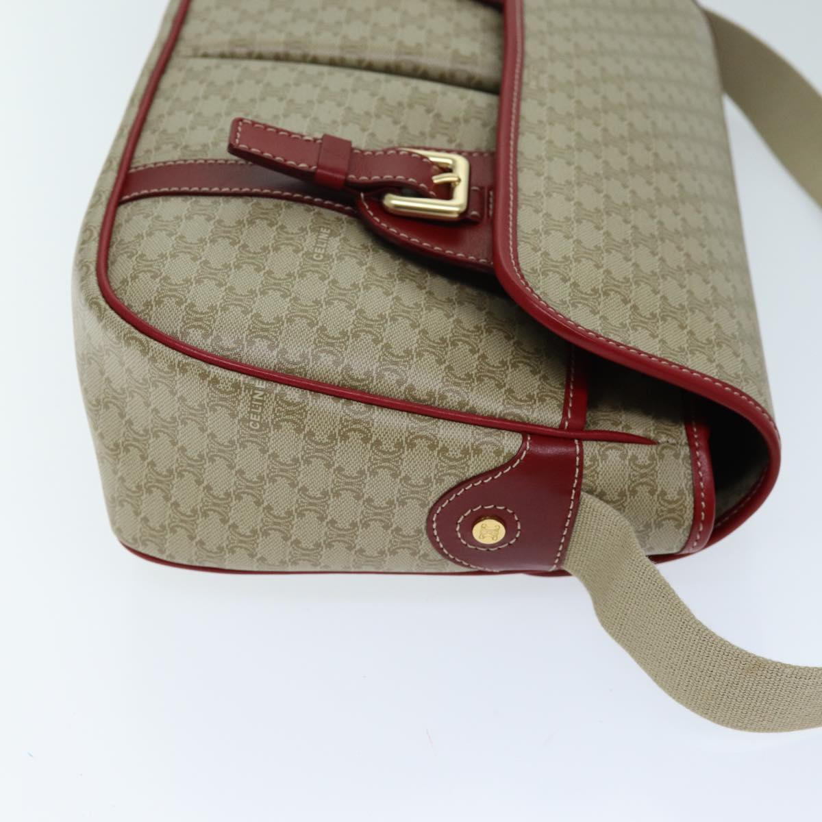 Luxury CELINE Macadam Canvas Shoulder Bag Beige  73585