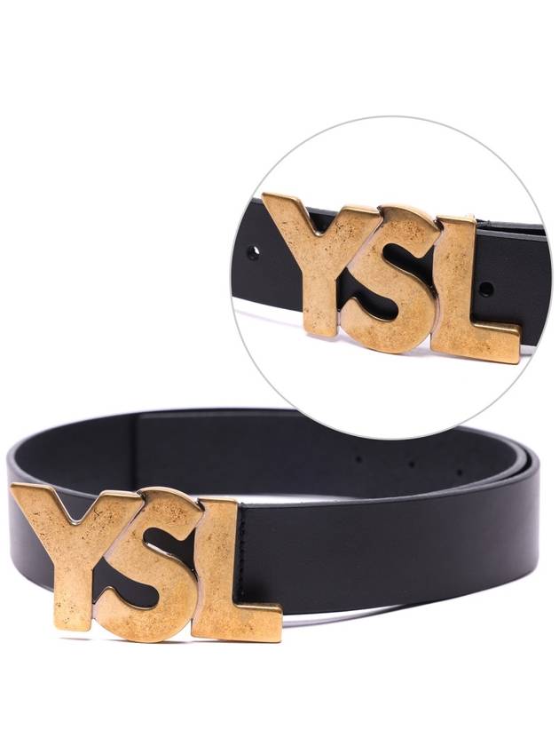 Luxury Saint Laurent Trending 2025 Big Logo Leather Belt Black