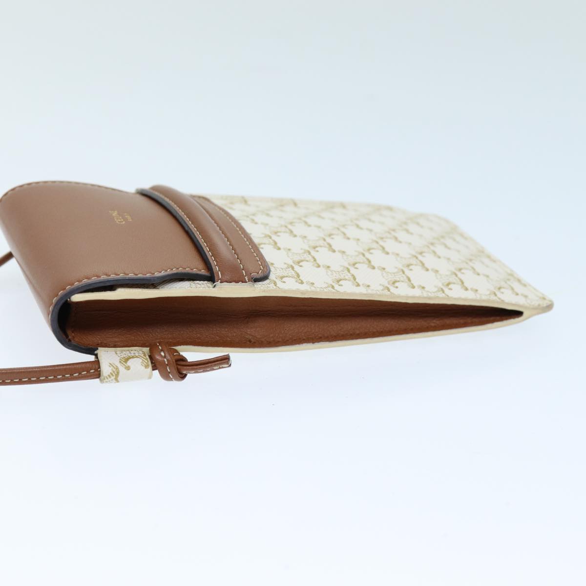 Luxury CELINE Triomphe Shoulder Pouch PVC Leather Whe  73744