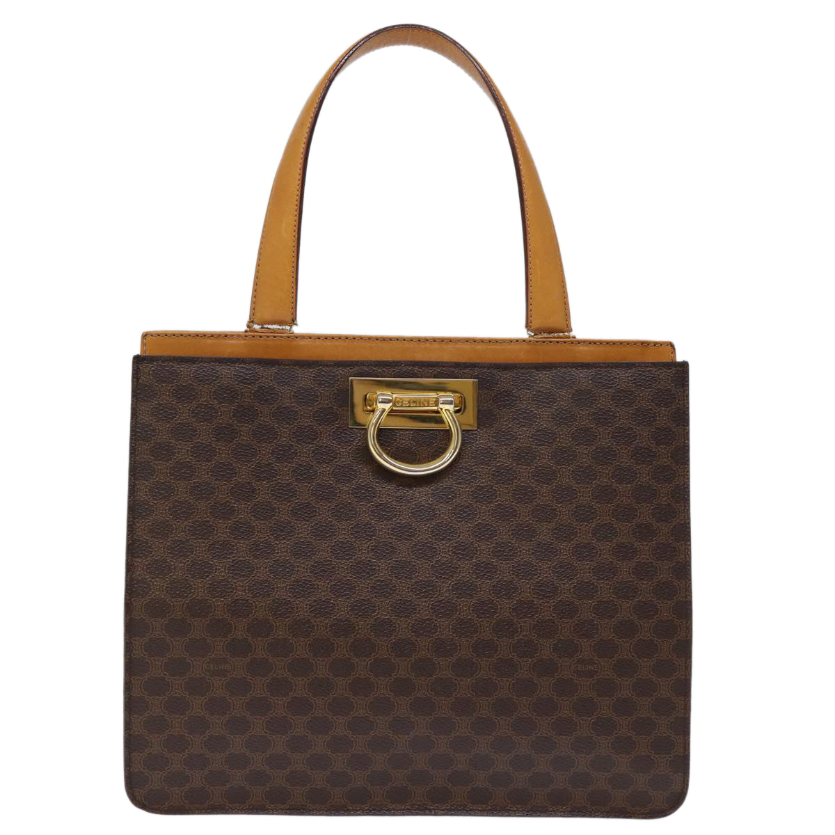 Luxury CELINE Macadam Canvas Hand Bag PVC Brown  73852