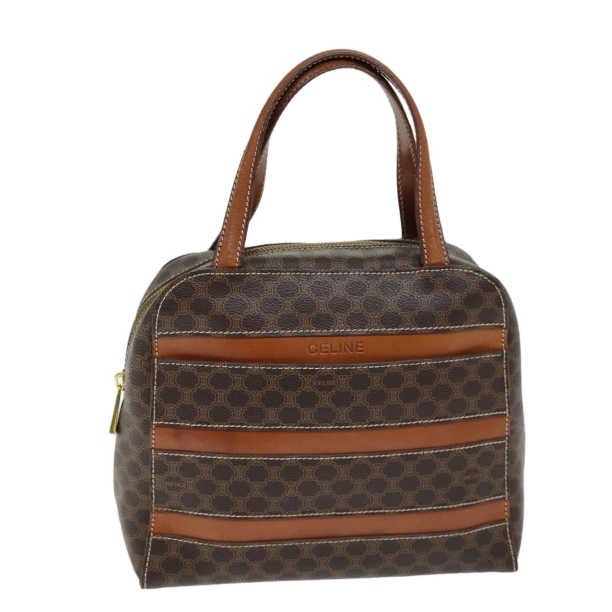 Luxury CELINE Macadam Canvas Hand Bag PVC Brown  73854