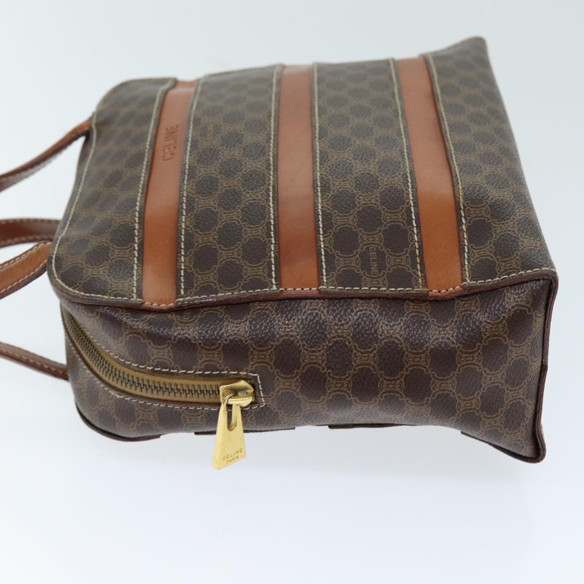 Luxury CELINE Macadam Canvas Hand Bag PVC Brown  73854