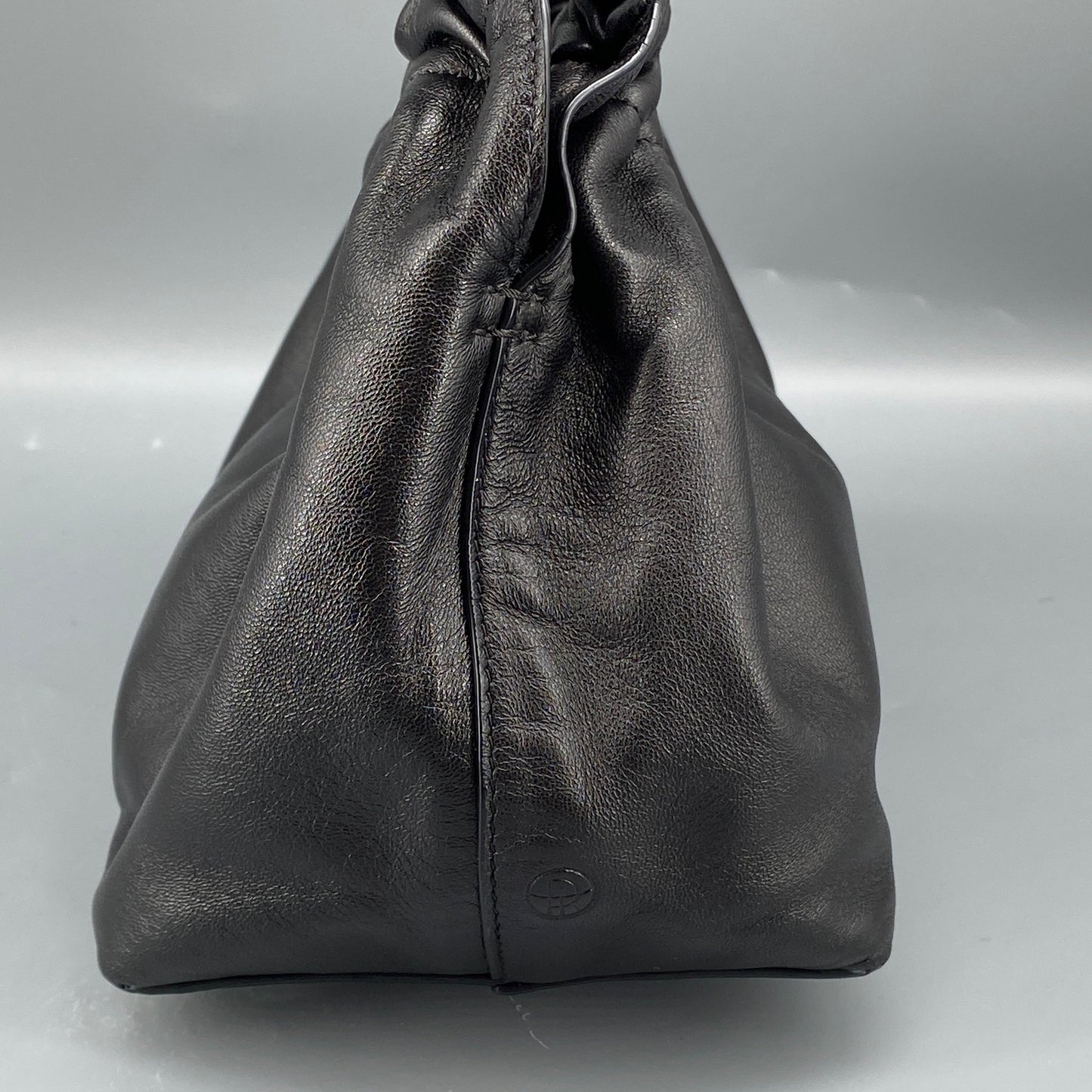 The Row Double Circle Bag Soft Black Leather Shoulder Bag