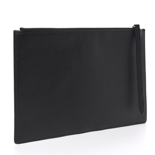 Gucci Pebbled Calfskin Butterfly Zip Clutch in Black