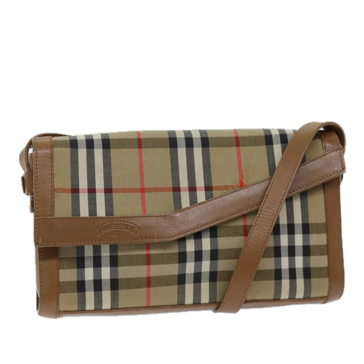 Luxury BurberrySs Nova Check Shoulder Bag Canvas Beige Auth 74254