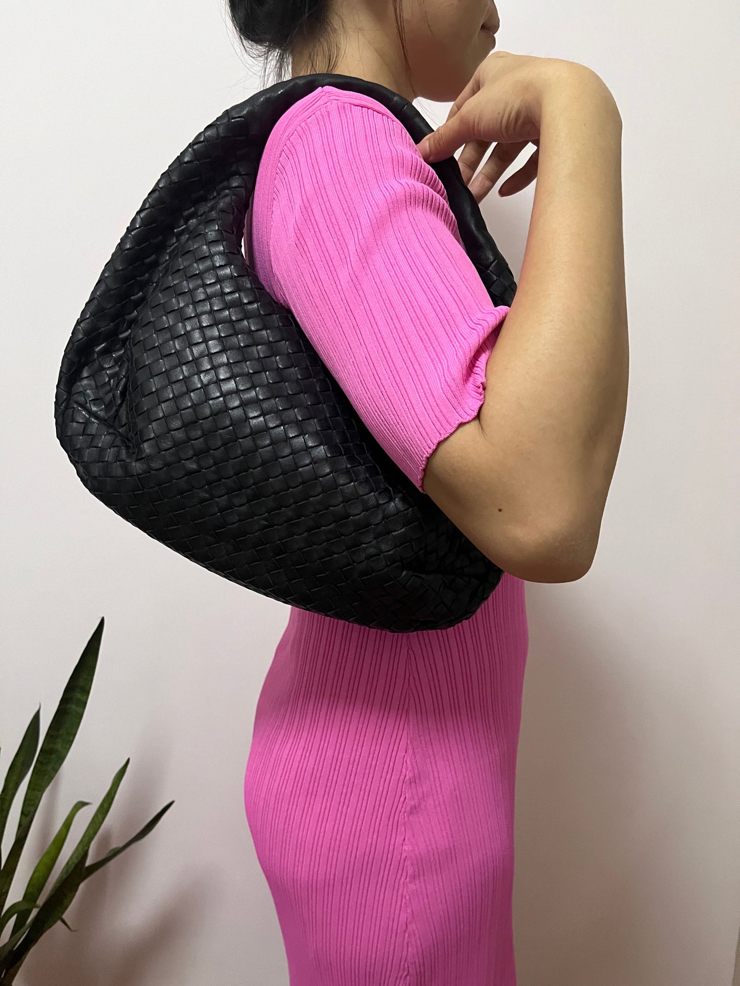 Bottega Veneta Black Belly Hobo Intrecciato Nappa Leather Handbag