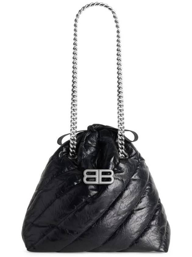 Luxury Balenciaga Trending 2026 Crush Embellished Logo Quilted Leather Tote Bag Black