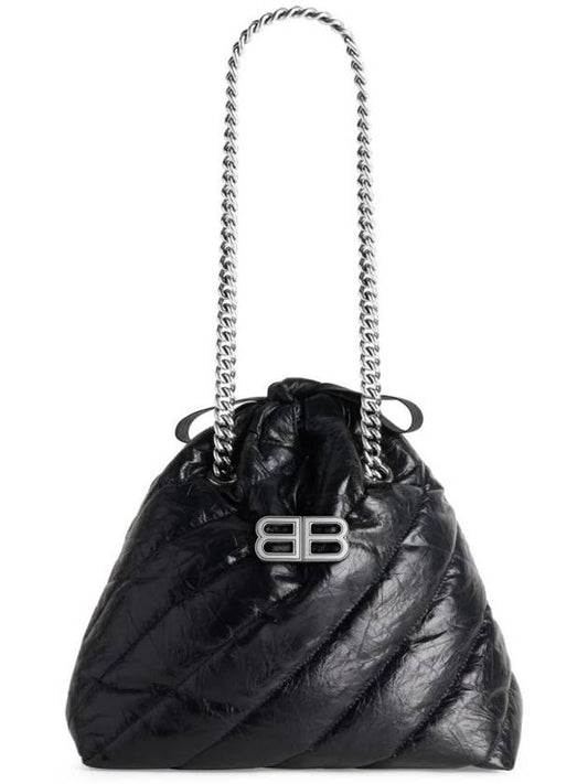 Luxury Balenciaga Trending 2026 Crush Embellished Logo Quilted Leather Tote Bag Black