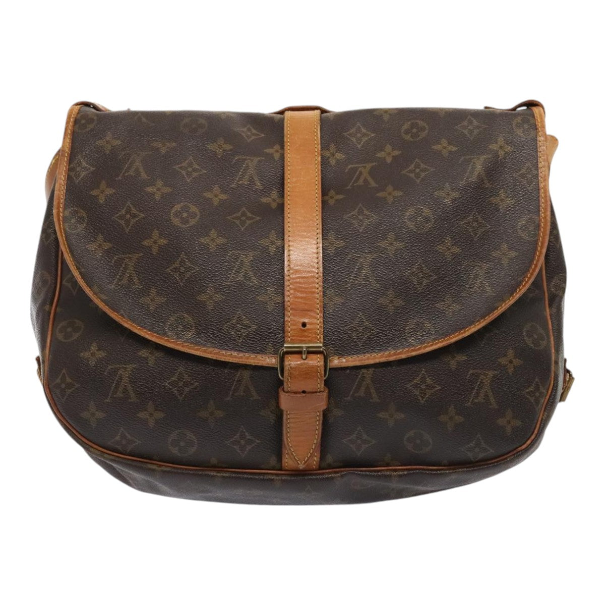 LOUIS VUITTON Monogram Saumur 35 Shoulder Bag M42254 LV Auth 74367