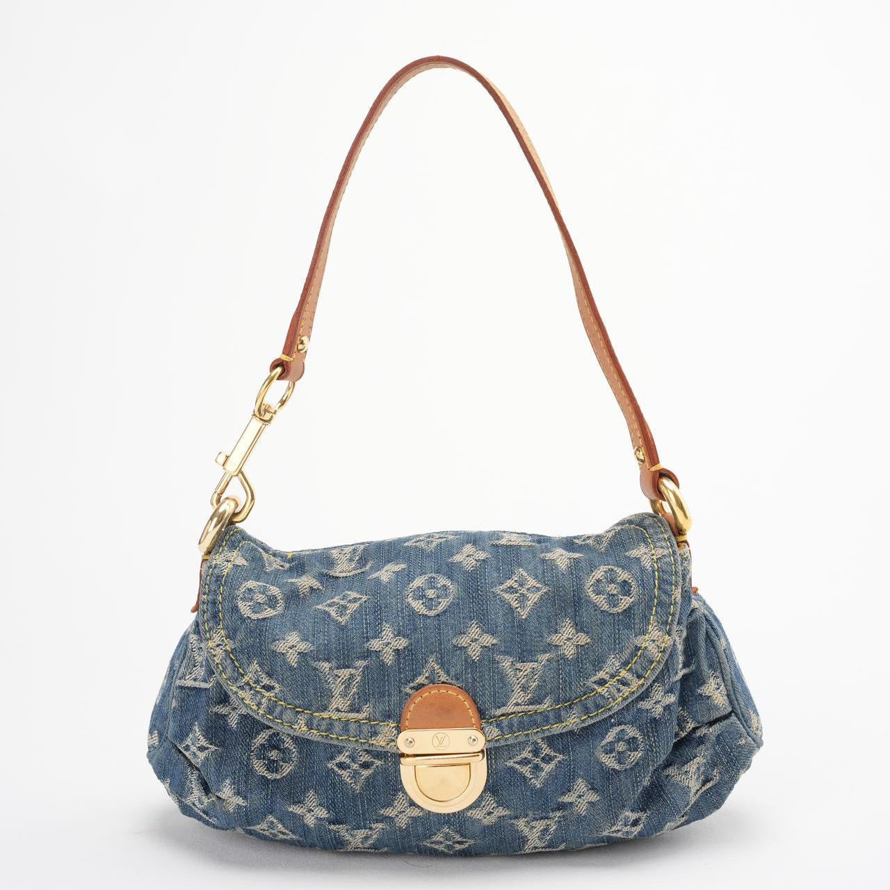 Louis Vuitton  Shoulder Handbag Monogram Denim Mini Pretty Canvas Leather Blue