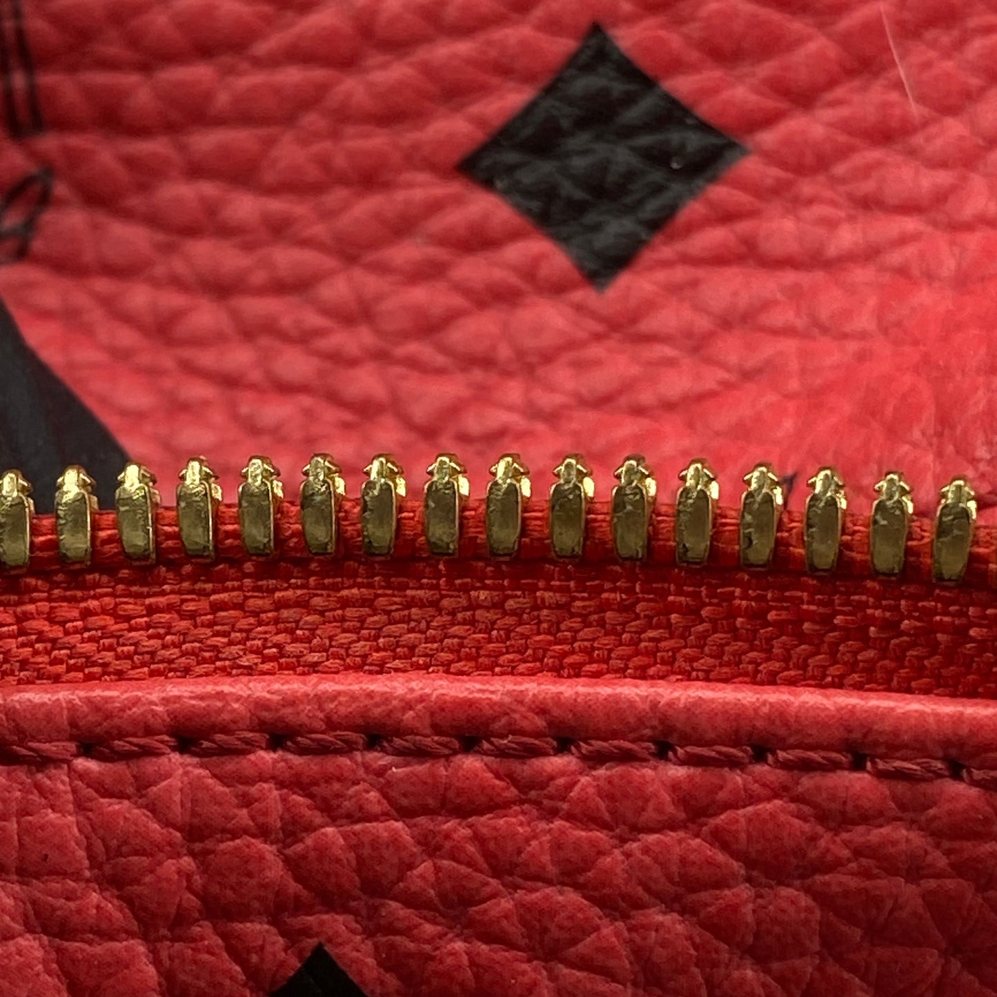 MCM Coral Red Visetos Mini Backpack
