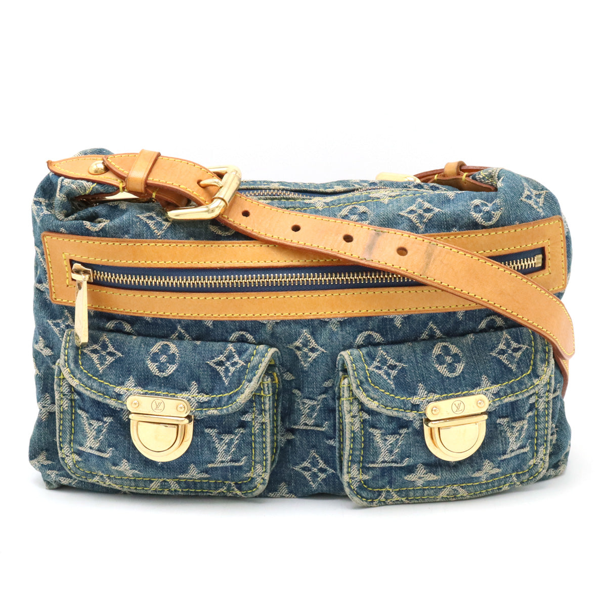 Louis Vuitton Louis Vuitton Monogram Denim Buggy PM Shoulder Bag Long Shoulder Slipper Blue M95049