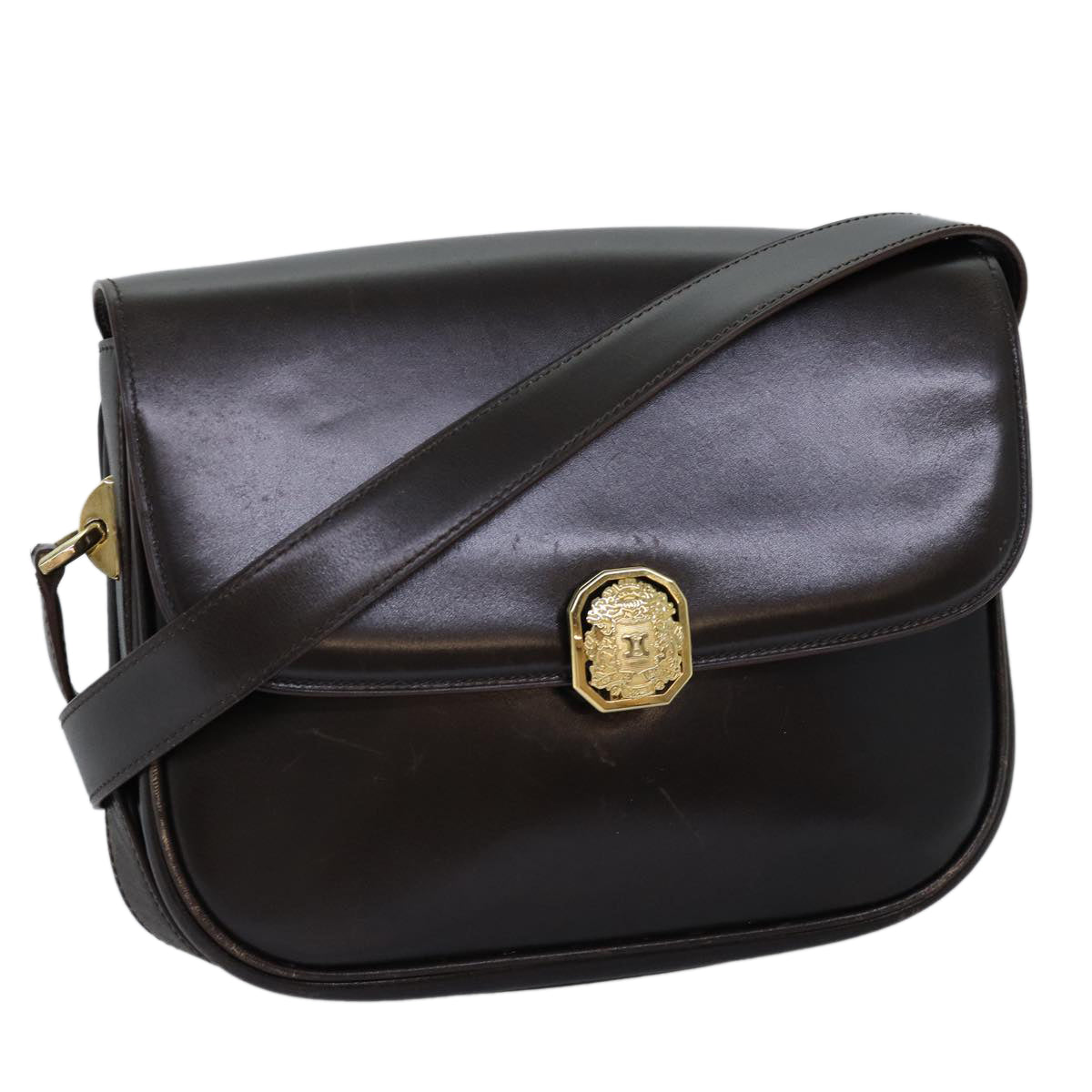 Luxury CELINE Shoulder Bag Leather Brown  74588