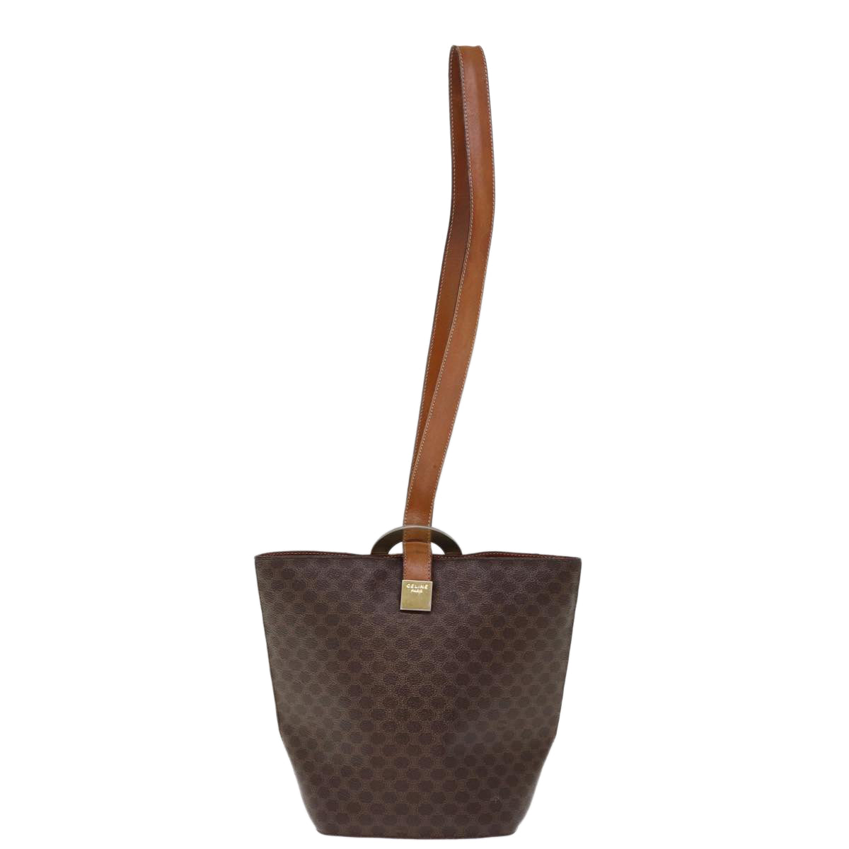 Luxury CELINE Macadam Canvas Shoulder Bag PVC Brown  74685