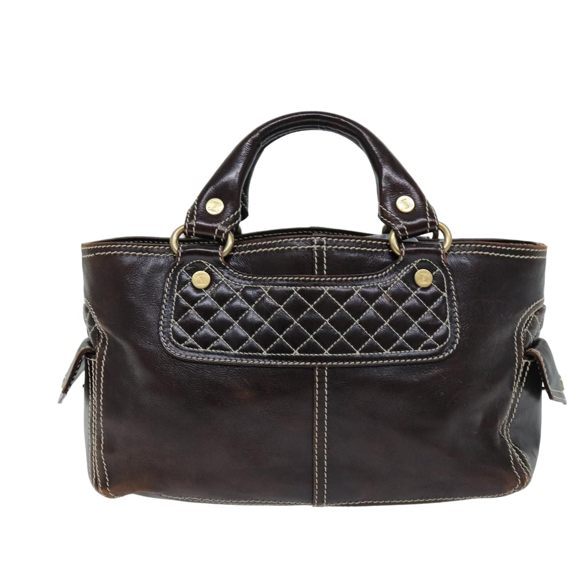 Luxury CELINE Hand Bag Leather Brown  74692
