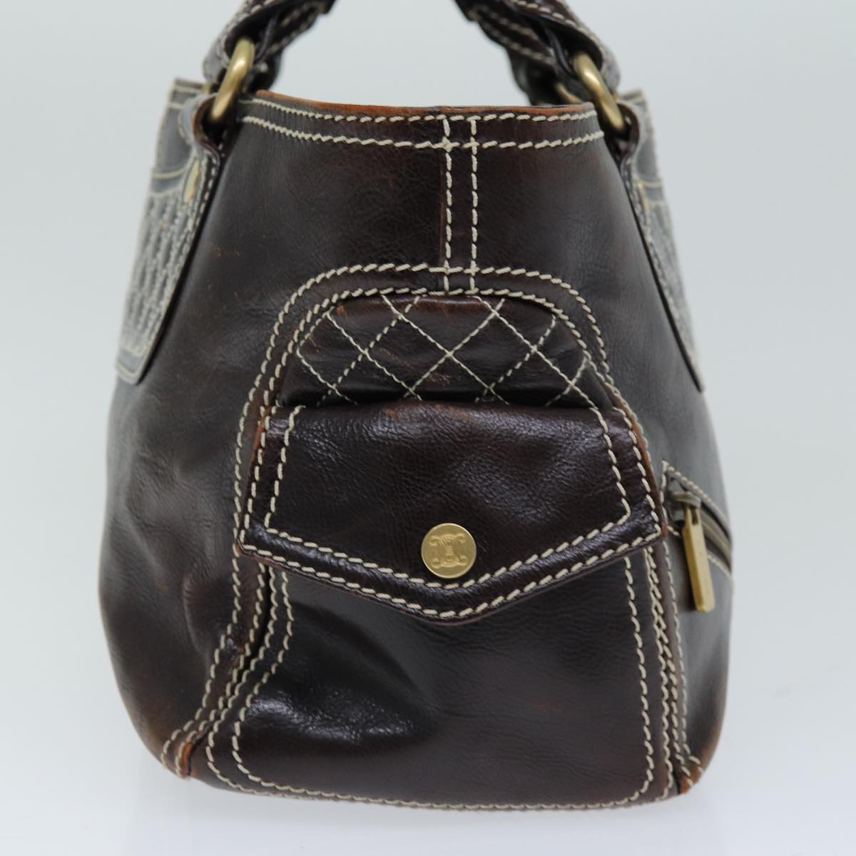 Luxury CELINE Hand Bag Leather Brown  74692