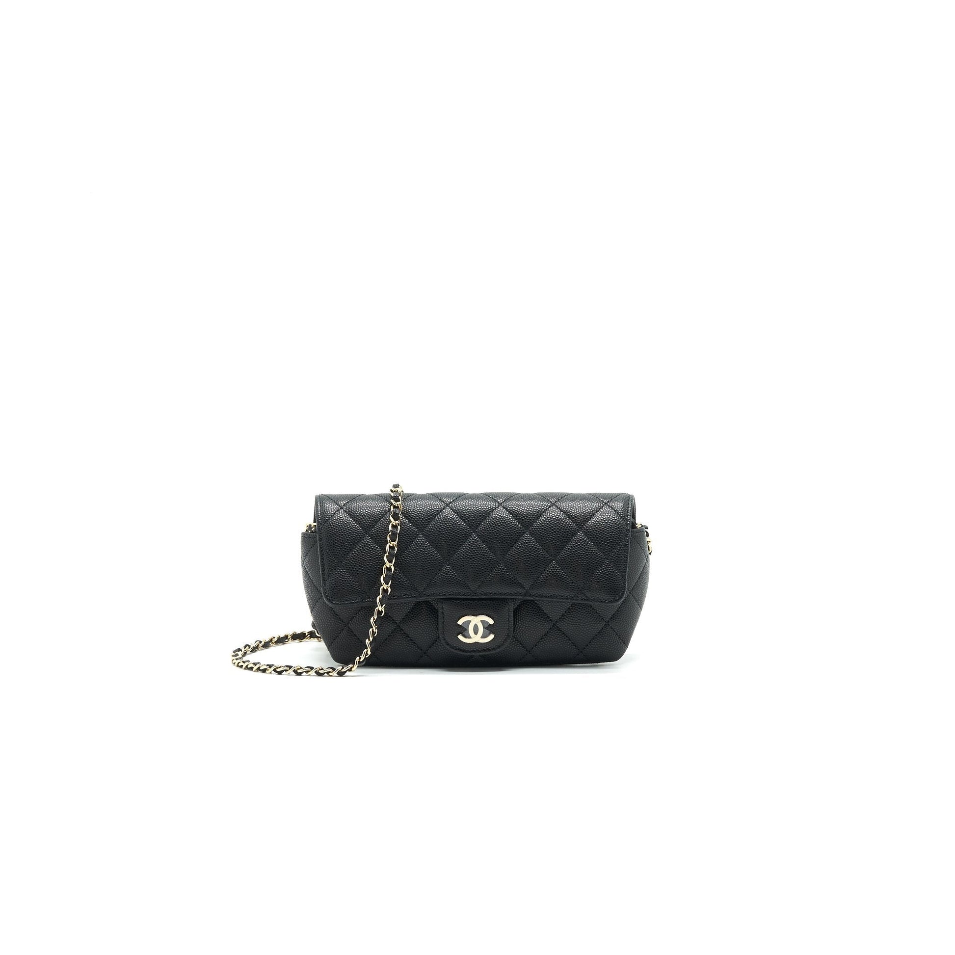 Chanel Glasses Case With Classic Chain Black LGHW Handbag