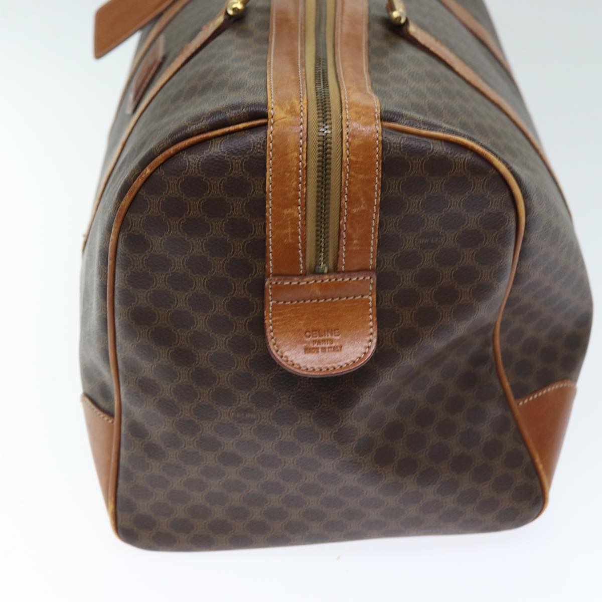 Luxury CELINE Macadam Canvas Boston Bag PVC Brown  74734