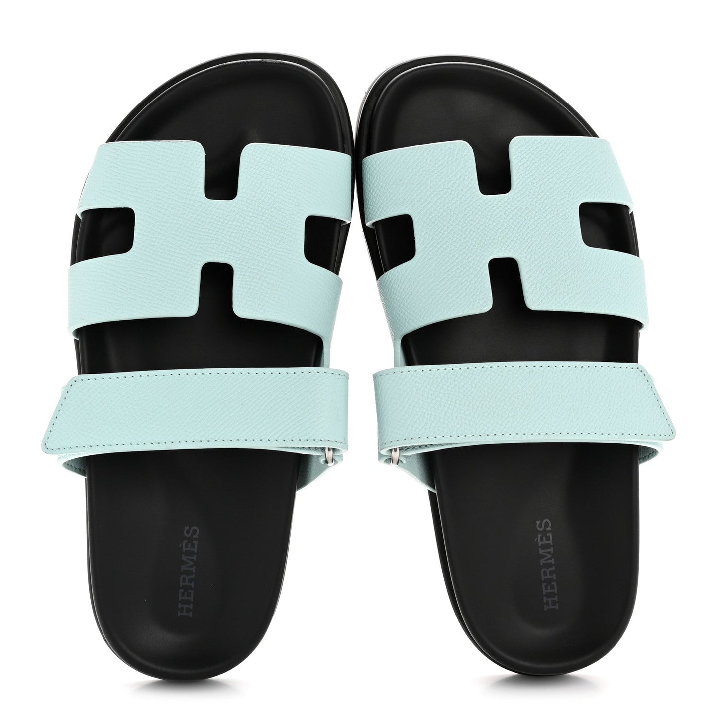 Hermes Epsom Womens Chypre Sandals 35.5 Bleu Cristaux