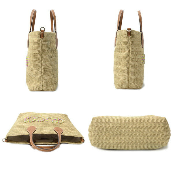 Gucci Patch Raffia 2way Tote Bag