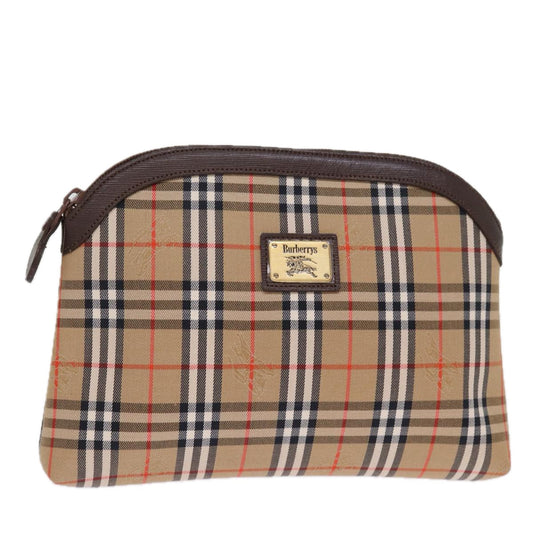 Luxury BurberrySs Nova Check Clutch Bag Canvas Beige Auth 74811