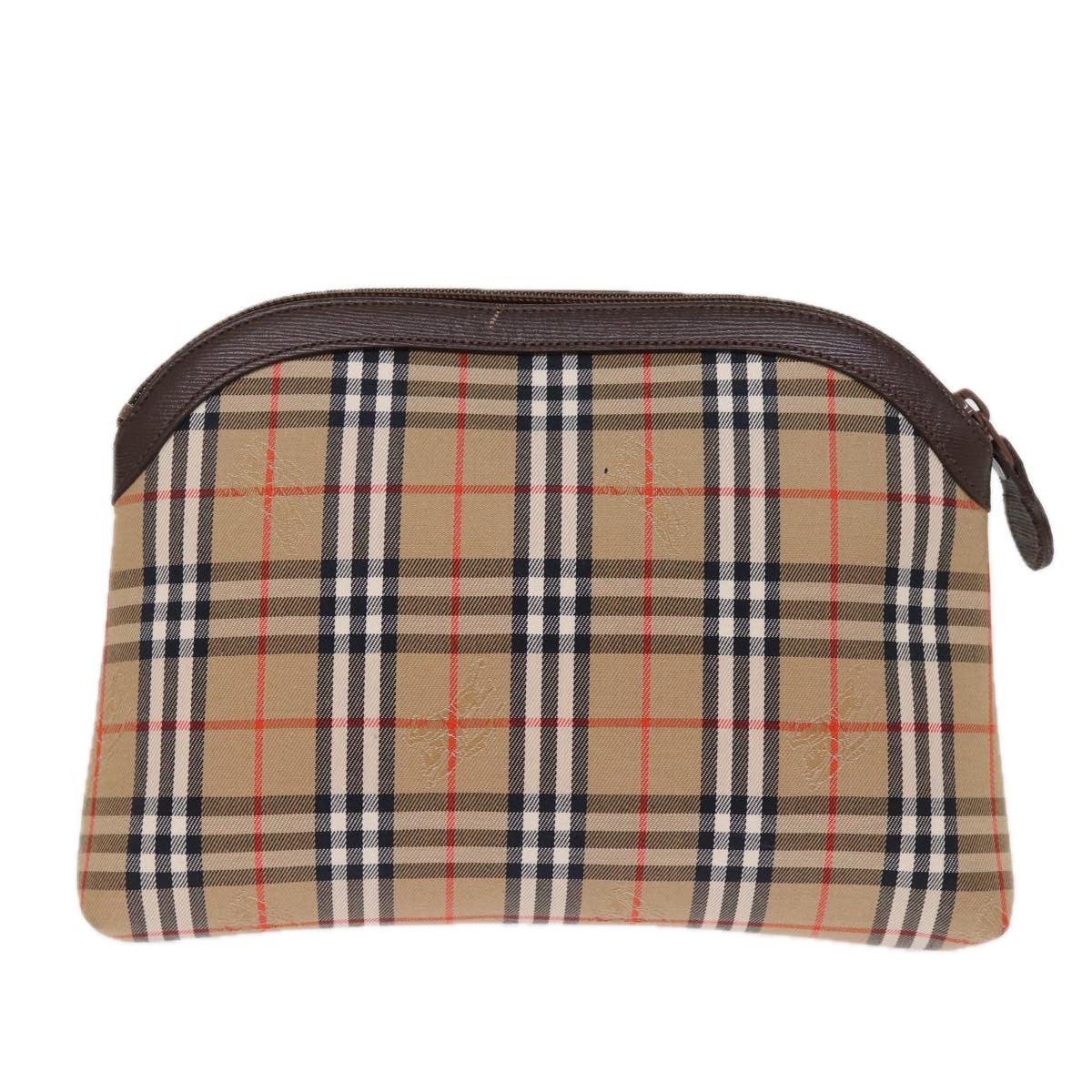 Luxury BurberrySs Nova Check Clutch Bag Canvas Beige Auth 74811