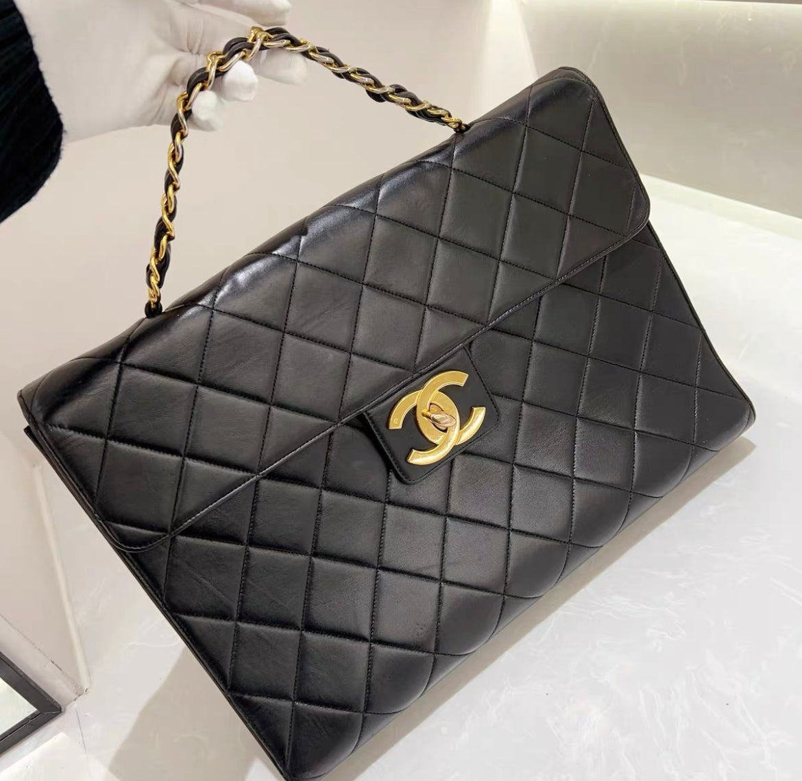 Chanel Rare  Gold Top Handle Business Portfolio Briefcase