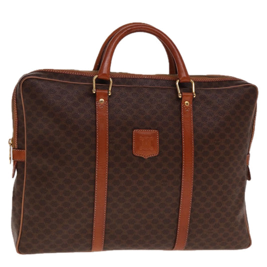 Luxury CELINE Macadam Canvas Hand Bag PVC Leather Brown  74886